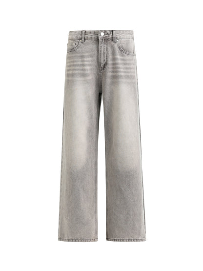 No.80567 Vintage Washed Distressed Straight-Leg Jeans