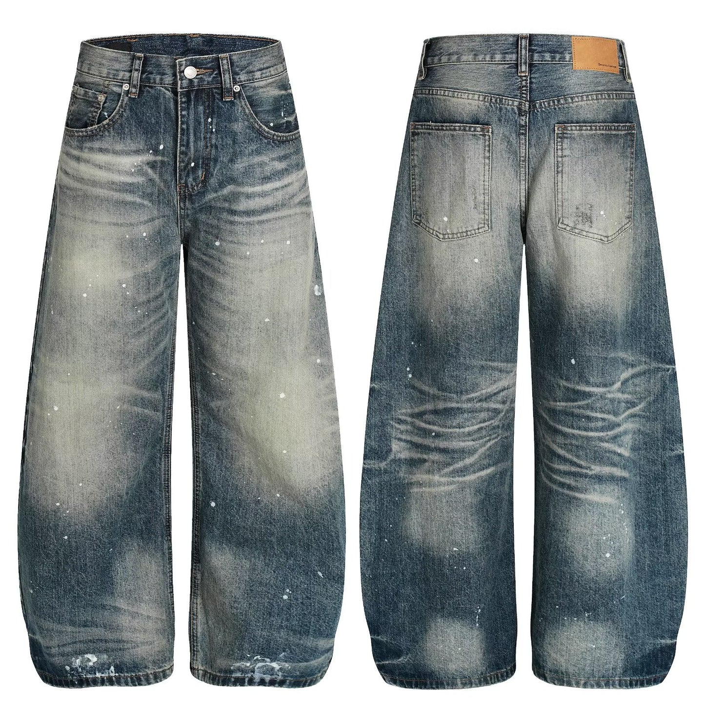 No.G59 High Street American Retro Washed Distressed Ink Splash Jeans