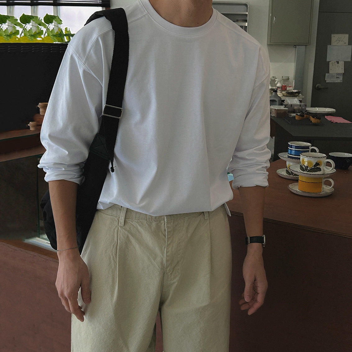 No.T250025 Simple Base Shirt Commuting Versatile Top