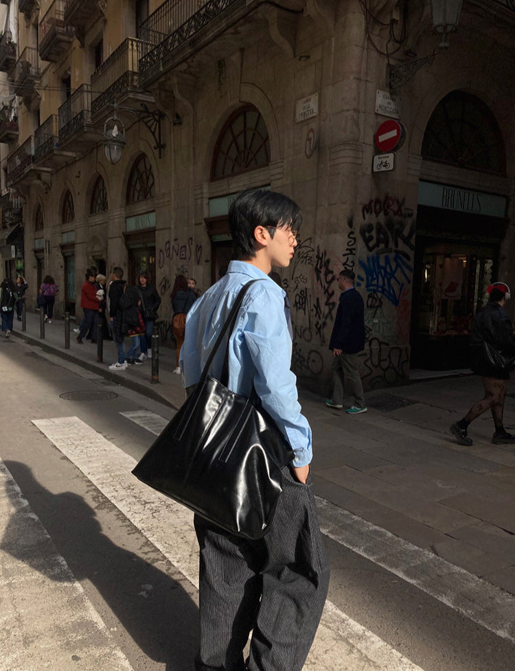 No.210474 Mature Commuter Style Solid Color Casual Long Sleeve Shirt