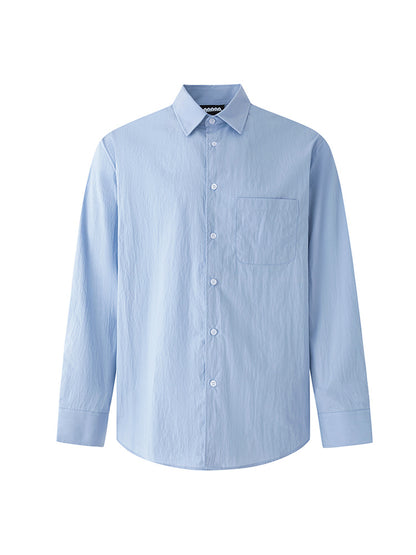 No.210474 Mature Commuter Style Solid Color Casual Long Sleeve Shirt