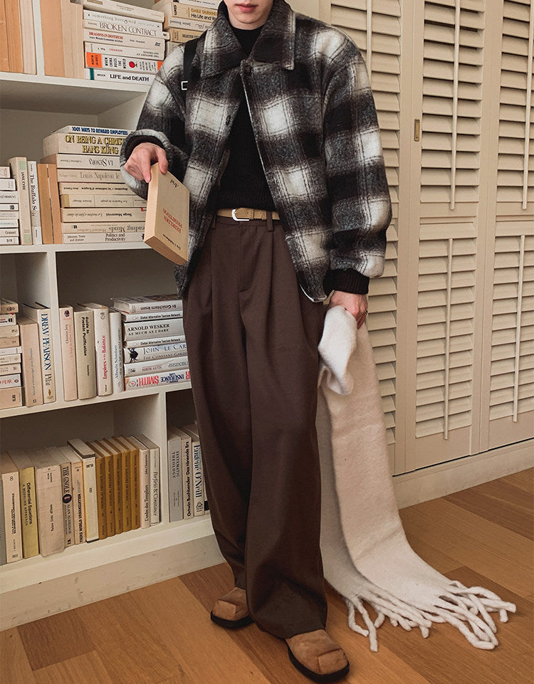 No.80546 Retro Style Commuter Cleanfit Floor-Length Straight-Leg Suit Pants