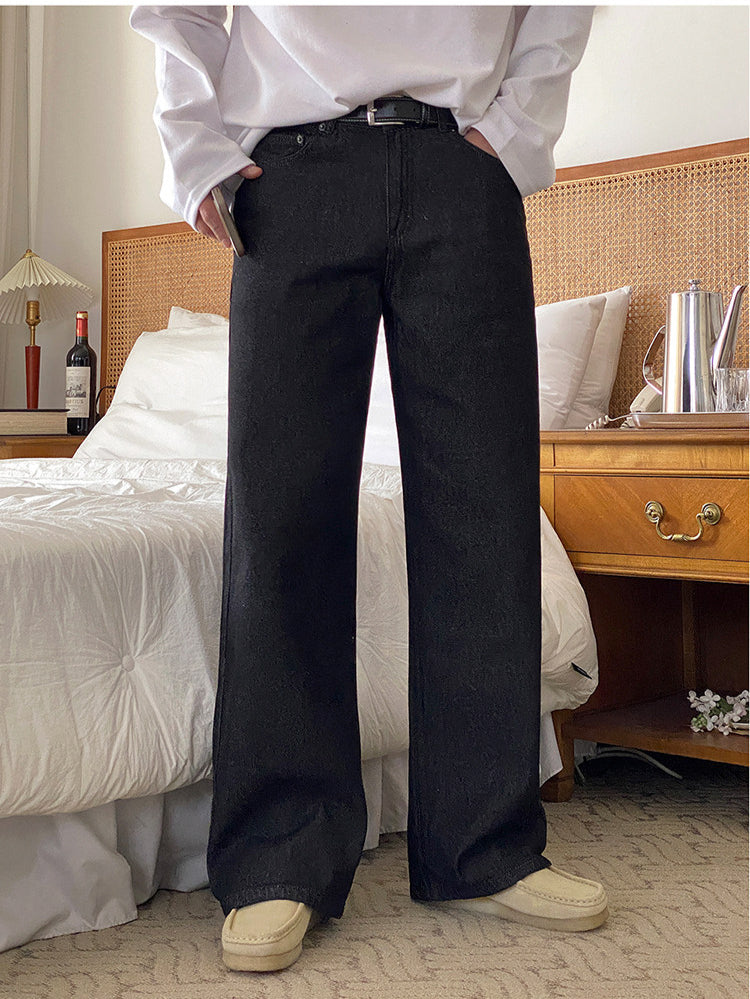 No.220320 cleanfit vintage washed straight-leg jeans