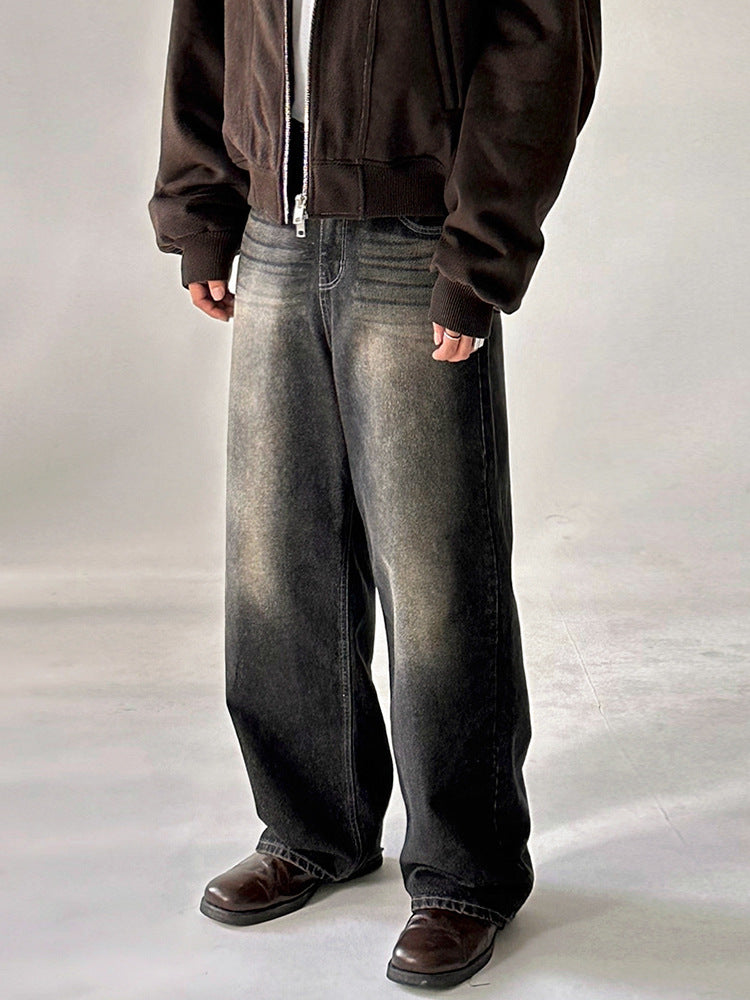 No.80550 retro Style Washed straight-leg Wide Leg Jeans