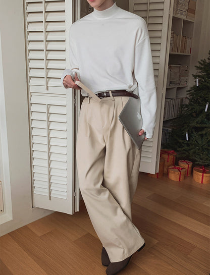 No.80546 Retro Style Commuter Cleanfit Floor-Length Straight-Leg Suit Pants