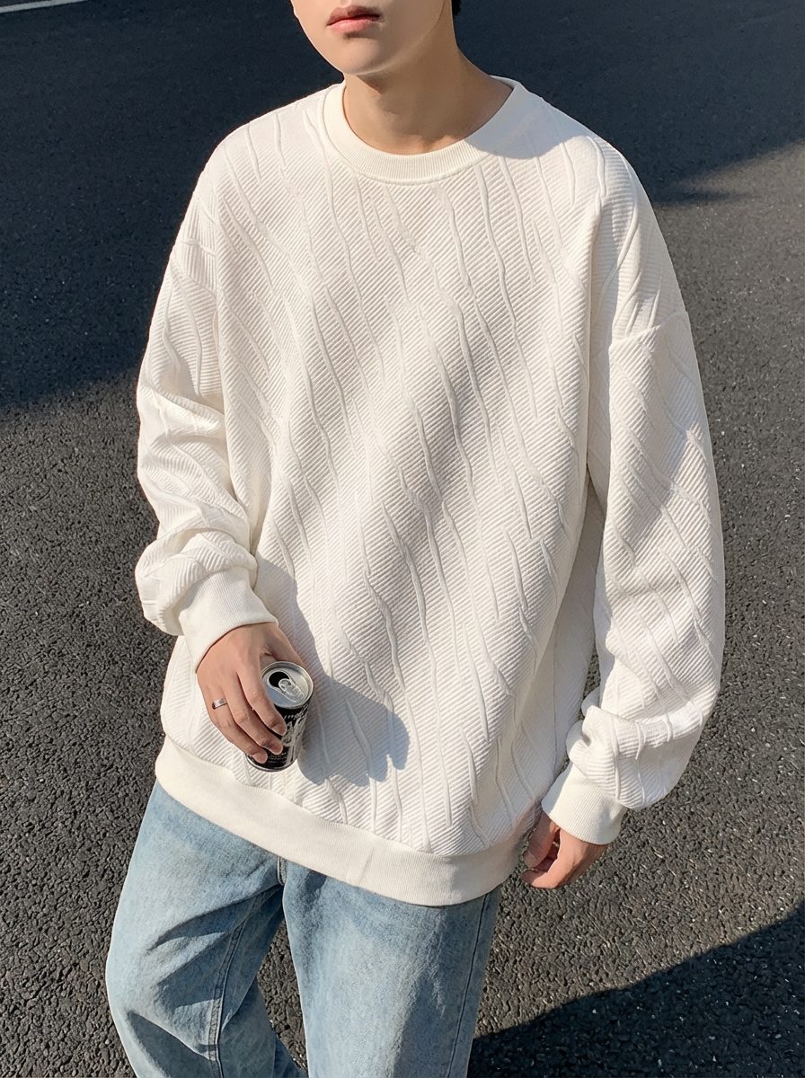 NO.XT01 Twill Embossed Jacquard Sweatshirt