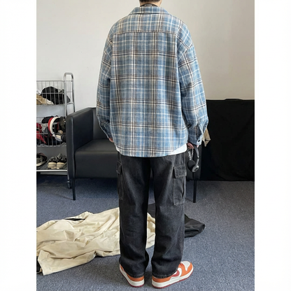 No. GZ03  Vintage Plaid Long-Sleeve Shirt