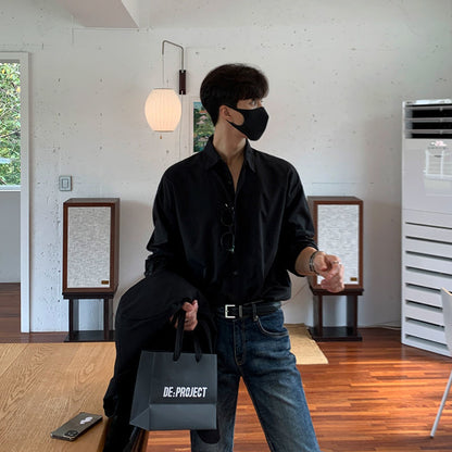 No. C8613 Korean Style Old Money Style Casual Solid Color Shirt