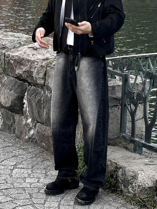 No.80513 Vintage Style Casual Washed Straight Wide-Leg Jeans