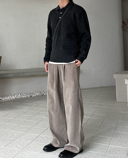 No.210454 Mature Style Turn-Down Collar Pullover Sweater Knitted Base Shirt