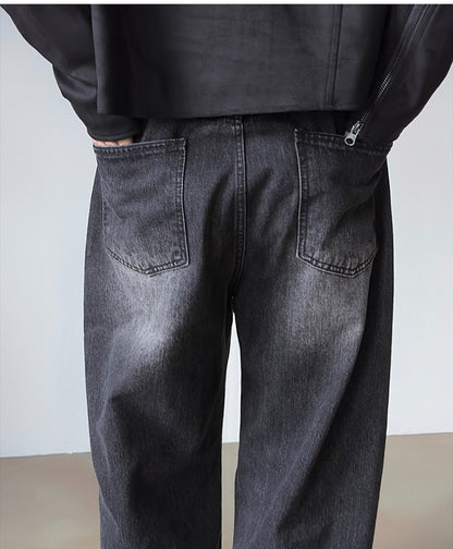 No.80513 Vintage Style Casual Washed Straight Wide-Leg Jeans