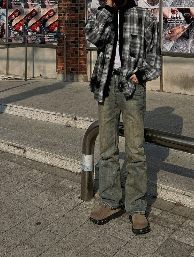 No.250188 High Street Vintage Distressed Straight-Leg Jeans