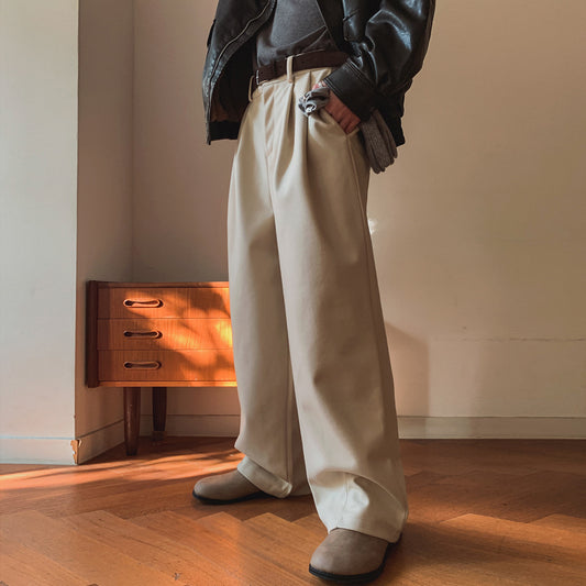 No.80546 Retro Style Commuter Cleanfit Floor-Length Straight-Leg Suit Pants