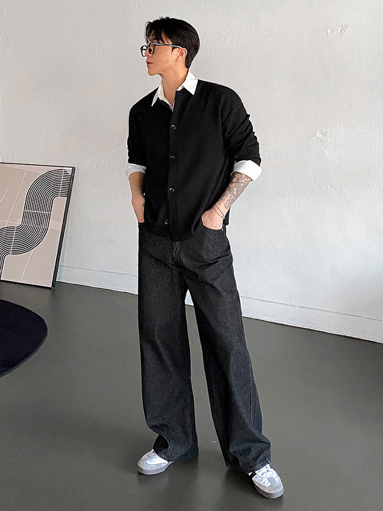 No.220320 cleanfit vintage washed straight-leg jeans