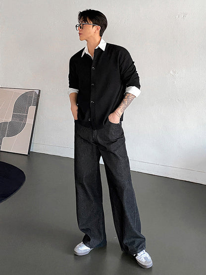 No.220320 cleanfit vintage washed straight-leg jeans