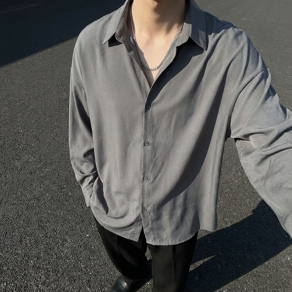 No. 01  Ice Silk Lightweight Breathable Drapey Shirt