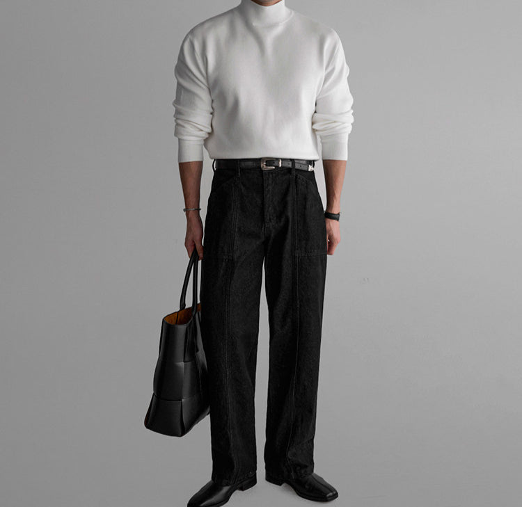 No.80535 Simple Style Half Turtleneck Pullover Sweater Base Shirt