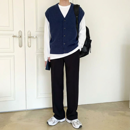 No. C58  Drapey Business-Casual Relaxed-Fit Straight-Leg Pants