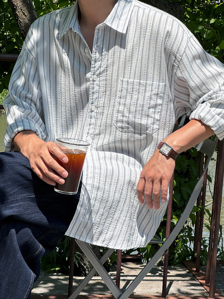 No.80559 Leisure Commute Striped Long Sleeve Shirt