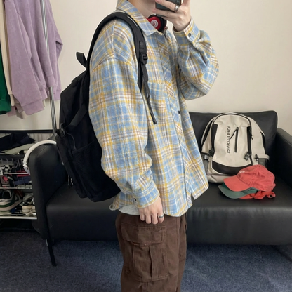 No. GZ03  Vintage Plaid Long-Sleeve Shirt