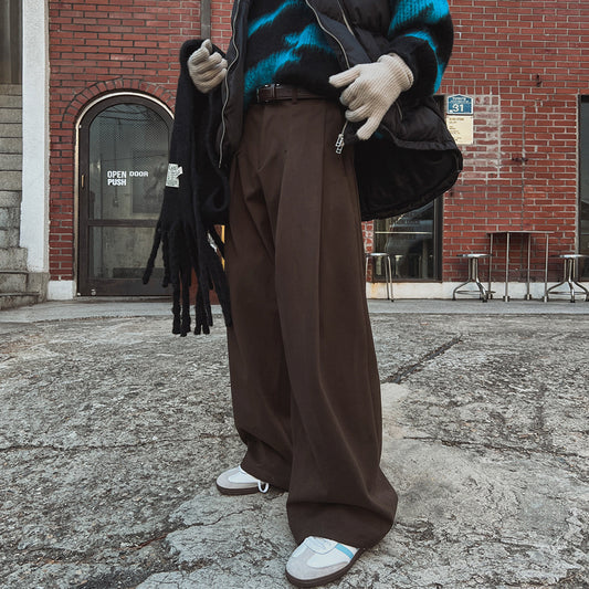 No.220298 Retro Style Draped Straight-Leg Suit Wide-Leg Pants