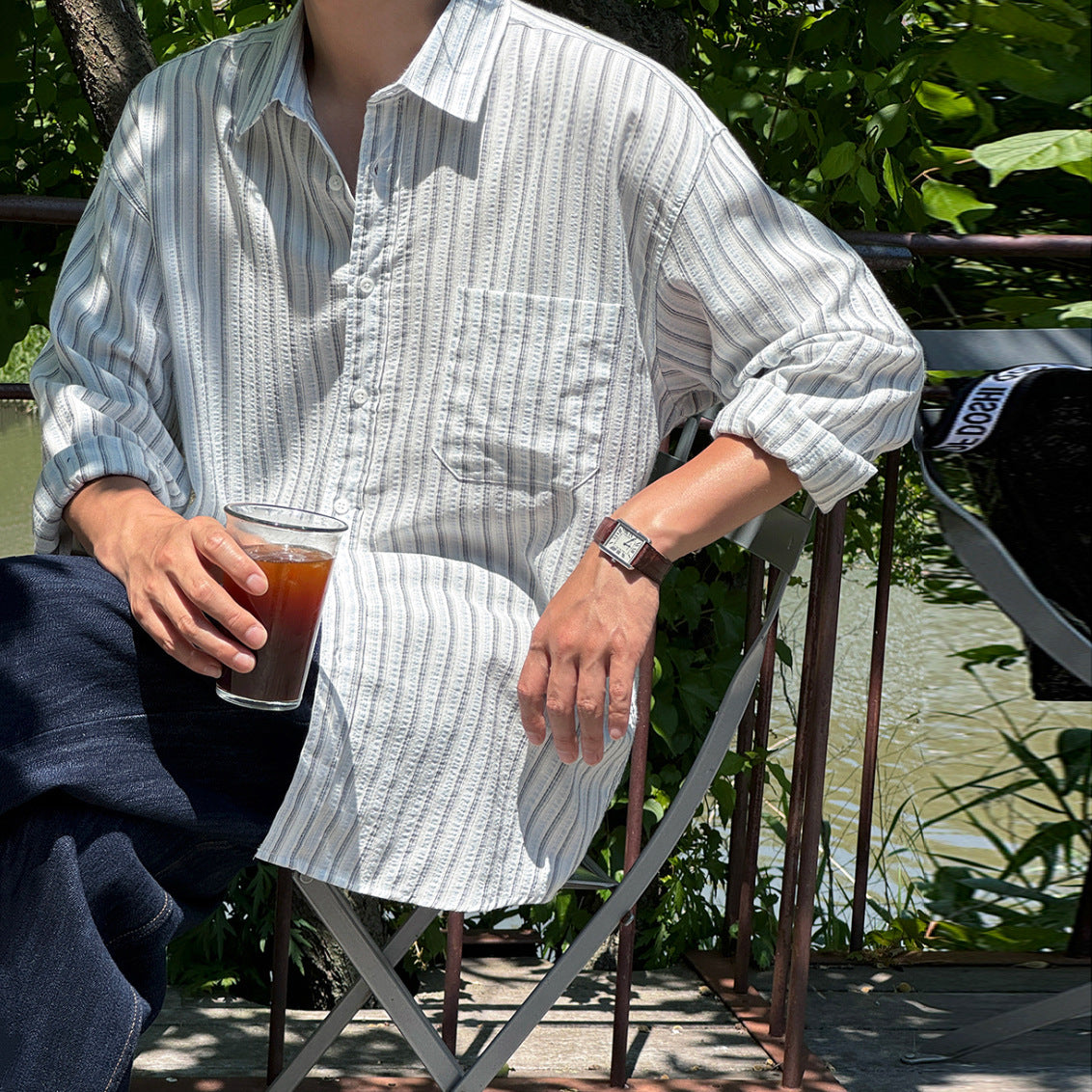 No.80559 Leisure Commute Striped Long Sleeve Shirt