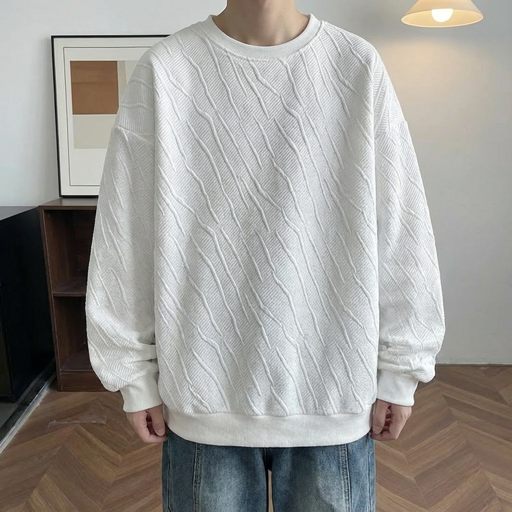 NO.XT01 Twill Embossed Jacquard Sweatshirt