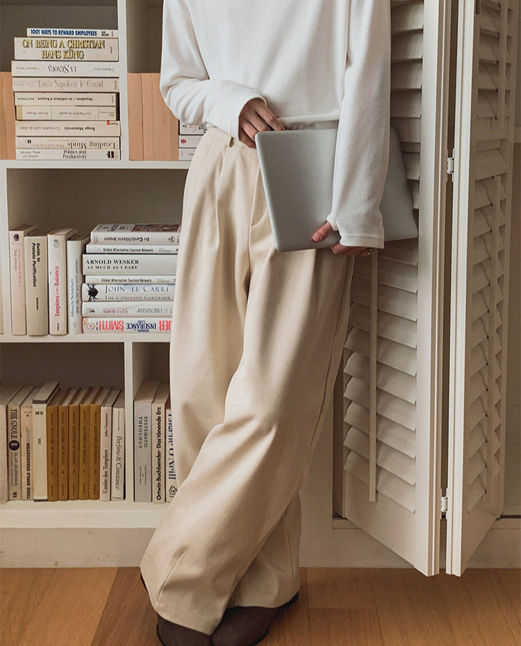 No.80546 Retro Style Commuter Cleanfit Floor-Length Straight-Leg Suit Pants