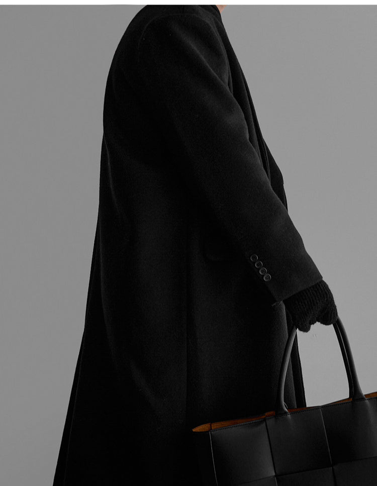 No.80502 Korean Style Lightly Mature H-Shaped Suit Collar Woolen Coat Outerwear