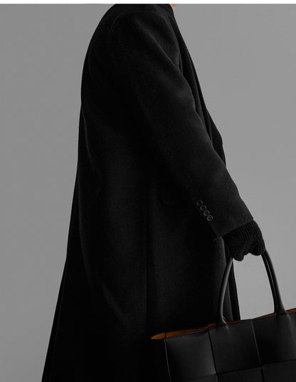 No.80502 Korean Style Lightly Mature H-Shaped Suit Collar Woolen Coat Outerwear