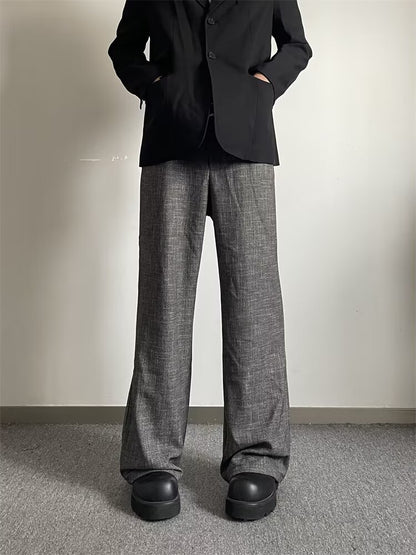 No.Q608  Street Style Textured Gray Plaid Wide-Leg Pants