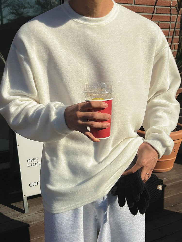 No.250179 Simple Style Solid Color Round Neck Pullover Knitted Base Shirt