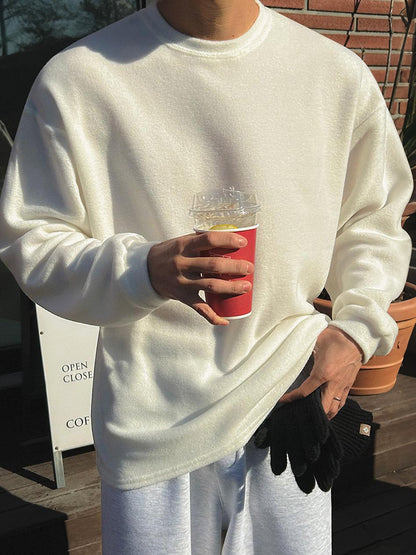 No.250179 Simple Style Solid Color Round Neck Pullover Knitted Base Shirt