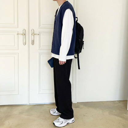 No. C58  Drapey Business-Casual Relaxed-Fit Straight-Leg Pants