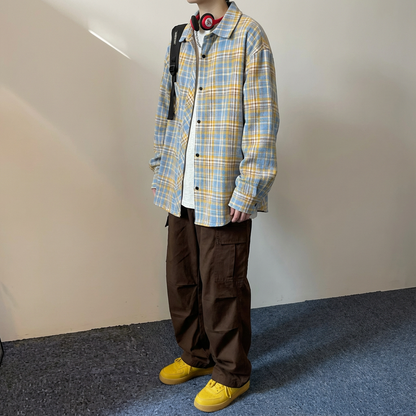 No. GZ03  Vintage Plaid Long-Sleeve Shirt