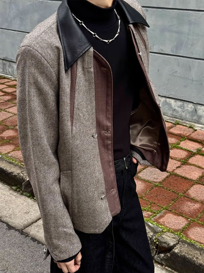 No. S319 Leather-Collar Japanese-Korean Casual Jacket