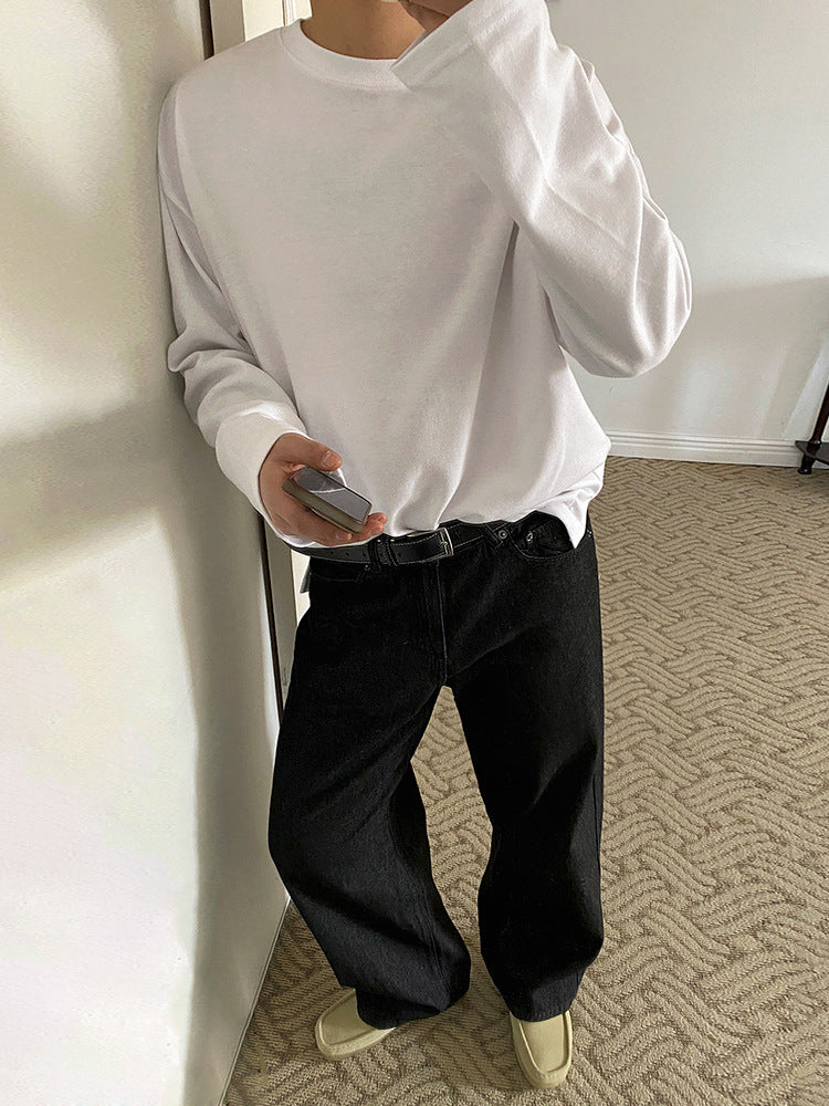 No.220320 cleanfit vintage washed straight-leg jeans