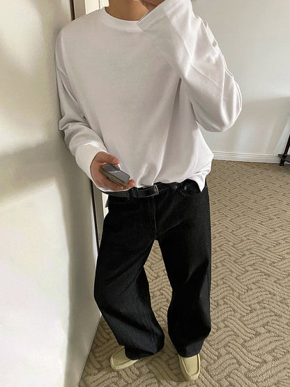 No.220320 cleanfit vintage washed straight-leg jeans