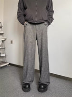 No.Q608  Street Style Textured Gray Plaid Wide-Leg Pants