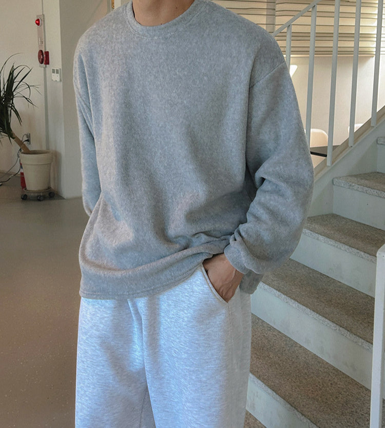 No.250179 Simple Style Solid Color Round Neck Pullover Knitted Base Shirt