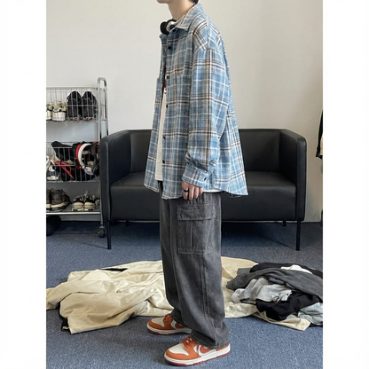 No. GZ03  Vintage Plaid Long-Sleeve Shirt