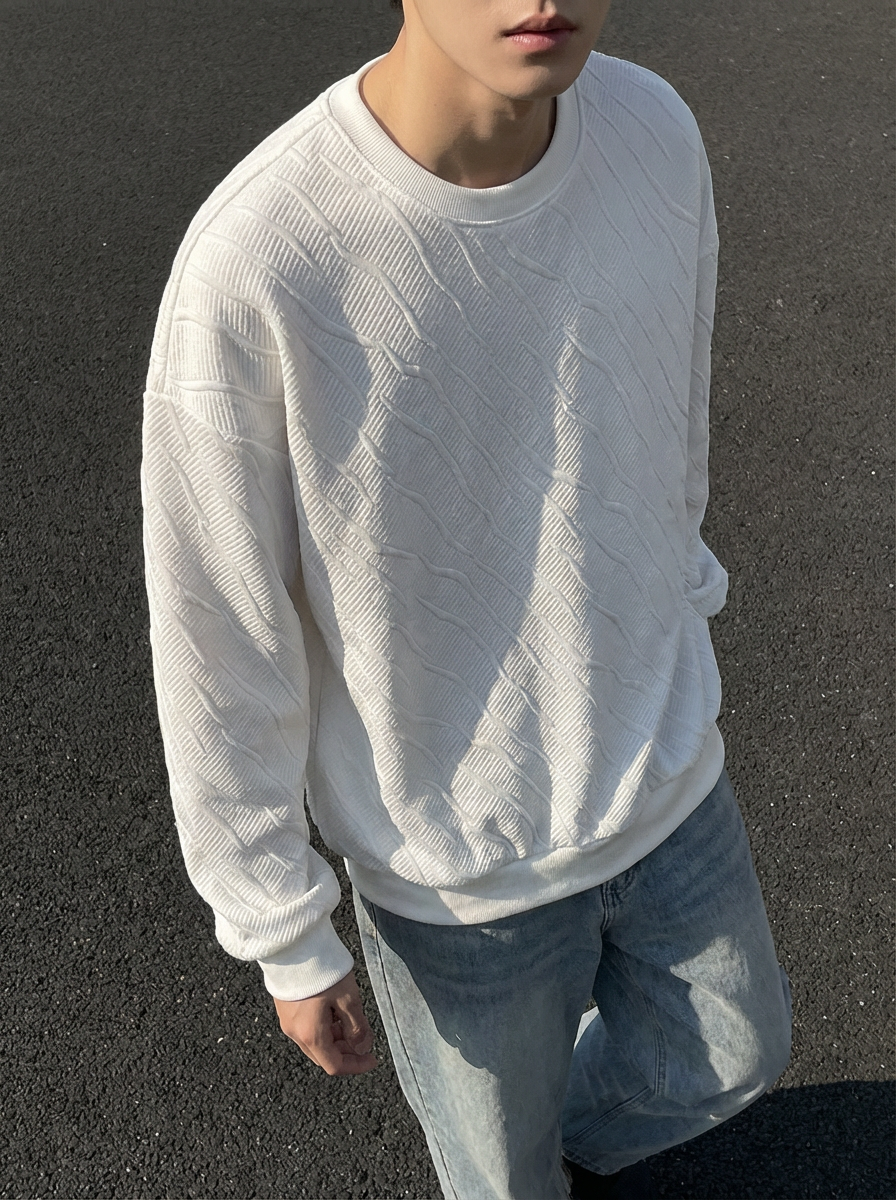 NO.XT01 Twill Embossed Jacquard Sweatshirt