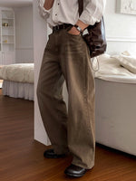No. 210477 Vintage Style Washed Denim Straight-Leg Pants