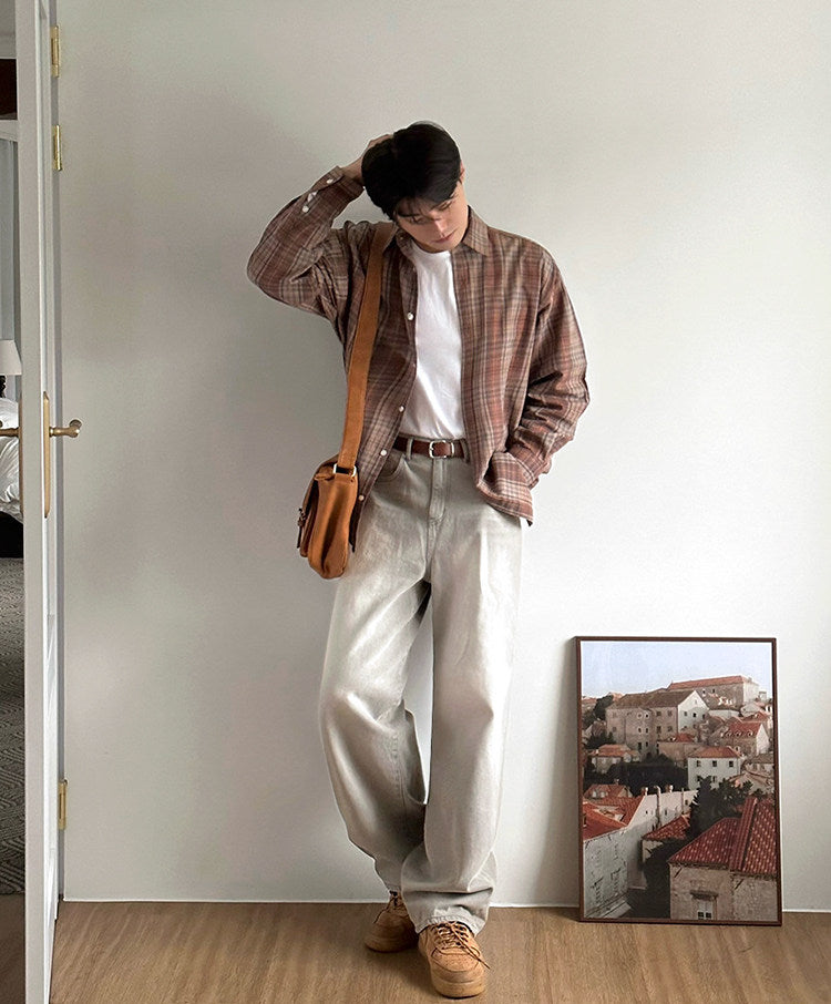 No.80567 Vintage Washed Distressed Straight-Leg Jeans