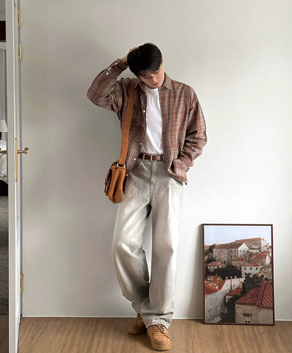 No.80567 Vintage Washed Distressed Straight-Leg Jeans