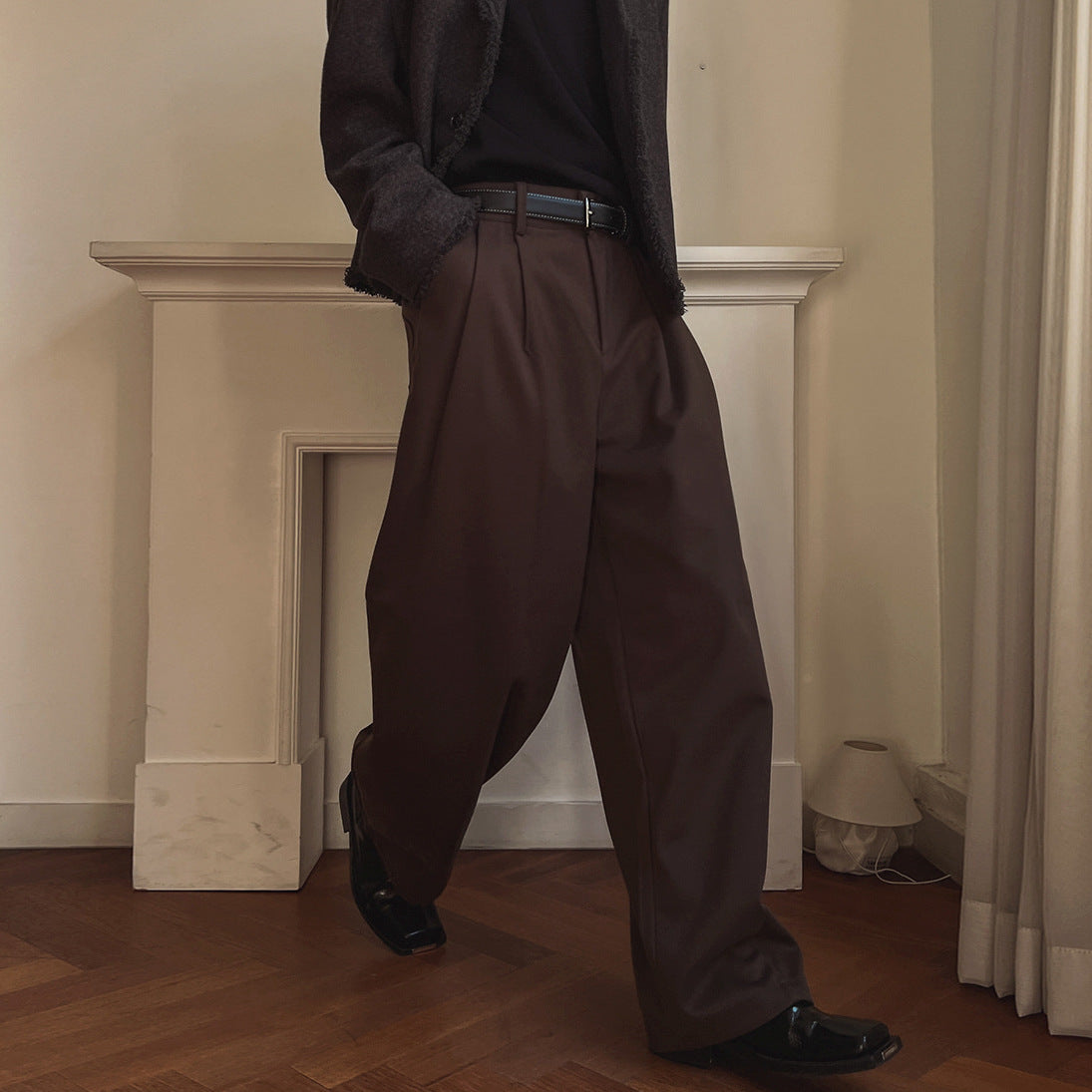 No.80546 Retro Style Commuter Cleanfit Floor-Length Straight-Leg Suit Pants