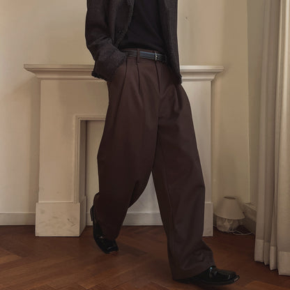 No.80546 Retro Style Commuter Cleanfit Floor-Length Straight-Leg Suit Pants