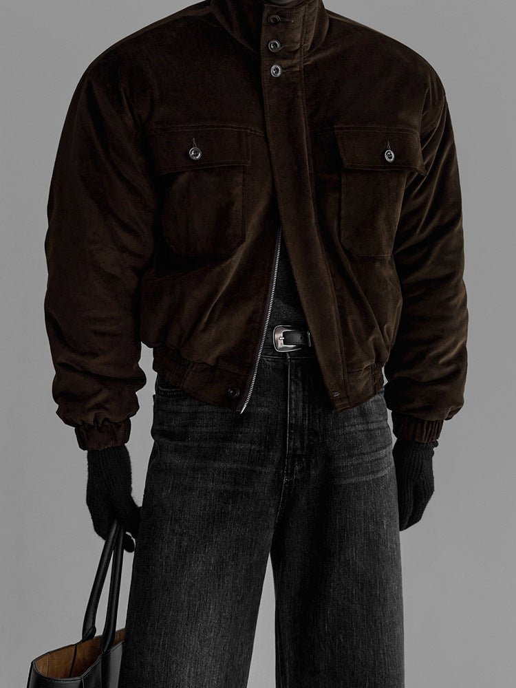 No.80508 Retro Style Stand Collar Warm Thickened Cotton Jacket