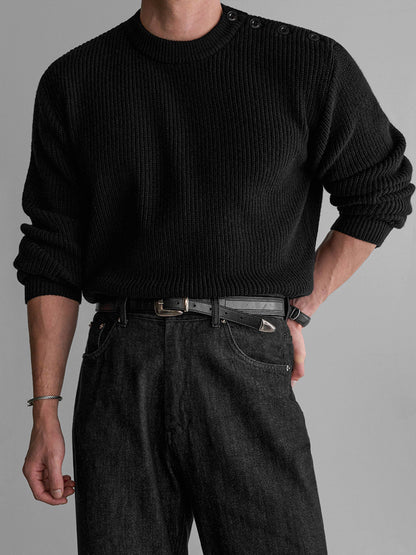 No.210455 Design Sense Round Neck Sweater Knitted Base Shirt