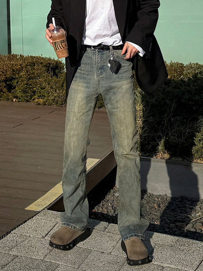 No.250188 High Street Vintage Distressed Straight-Leg Jeans